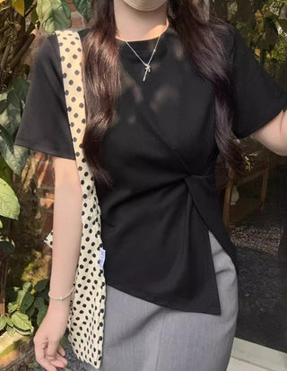 Crew neck Short-sleeved Split Top