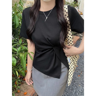 Crew neck Short-sleeved Split Top