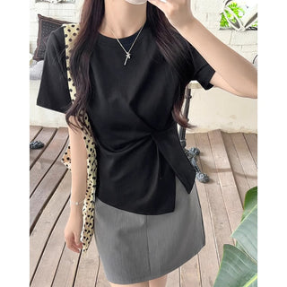 Crew neck Short-sleeved Split Top