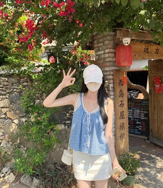 French Pastoral Fake Two-piece Sweet Small Top