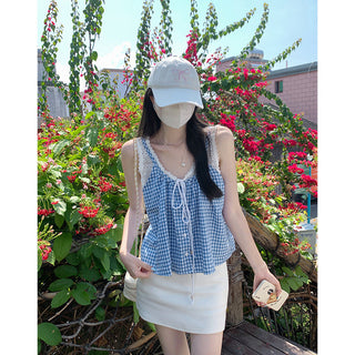 French Pastoral Fake Two-piece Sweet Small Top