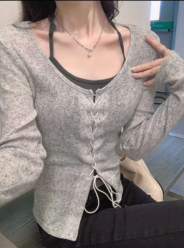 lace-up design Sling Top suit