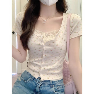 fresh floral short-sleeved cardigan top