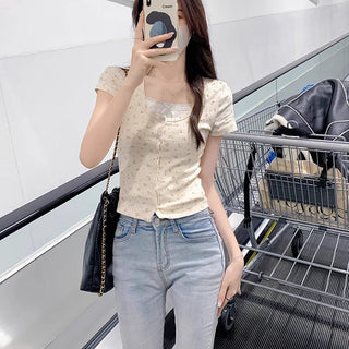 fresh floral short-sleeved cardigan top