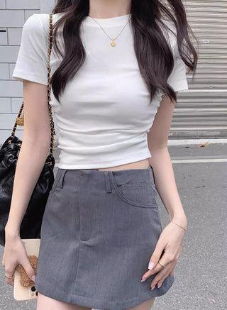 Irregular short-sleeved cropped slim fit top