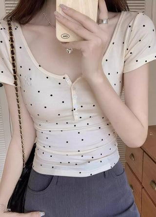 Polo Dot Tight Slim-fit Top