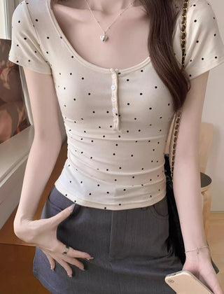 Polo Dot Tight Slim-fit Top
