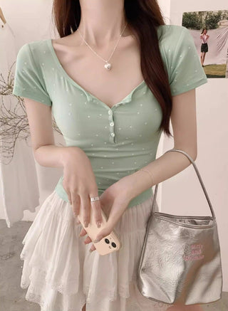 Polo Dot Tight Slim-fit Top