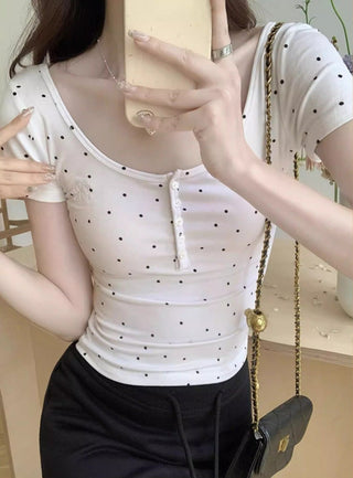 Polo Dot Tight Slim-fit Top