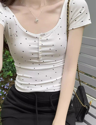 Polo Dot Tight Slim-fit Top