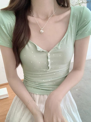 Polo Dot Tight Slim-fit Top