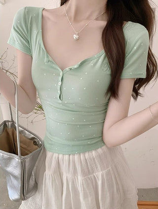 Polo Dot Tight Slim-fit Top