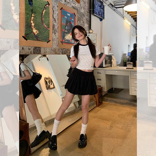 Polka Dot Bow Embroidered Shoulder Top