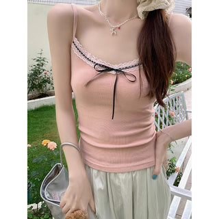 Gentle Sleeveless Top Bow Lace