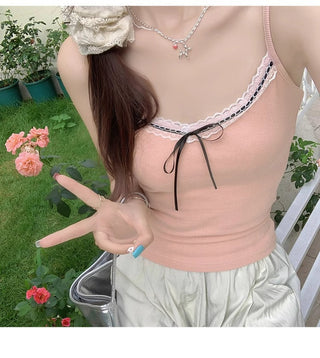 Gentle Sleeveless Top Bow Lace
