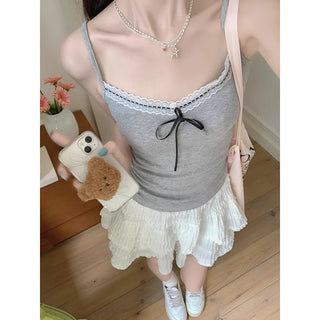 Gentle Sleeveless Top Bow Lace