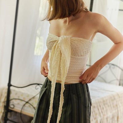 Cute Pleated Strap Short Tube Top