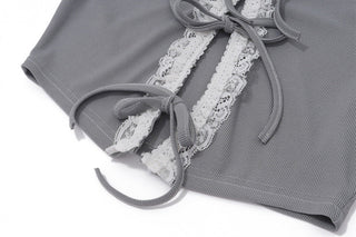 Sweet Lace Short-sleeved Top + Pleated Skirt Knitted suit