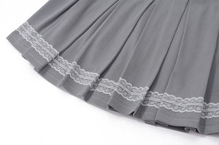 Sweet Lace Short-sleeved Top + Pleated Skirt Knitted suit