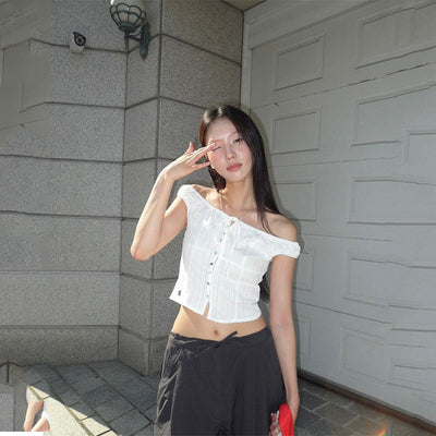 Sweet breasted Strap Slim-fit Top
