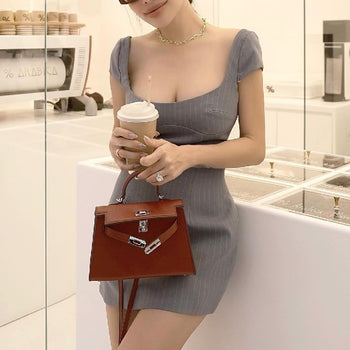Light Wind Square Collar Backless dress