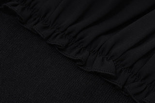 Pleated Lace Neck Strap Short Top