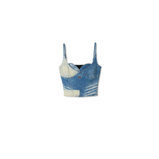 Equestrian Color-Block Denim Corset