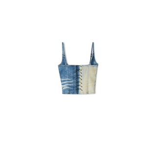 Equestrian Color-Block Denim Corset