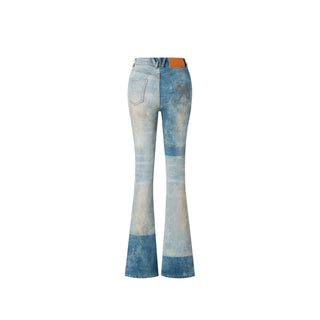 Equestrian Color-Block Flared Jeans