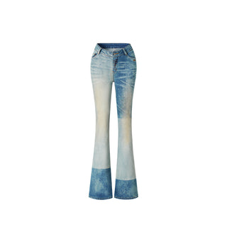 Equestrian Color-Block Flared Jeans