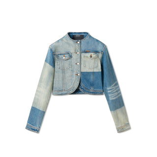 Equestrian Color-Block Denim Jacket