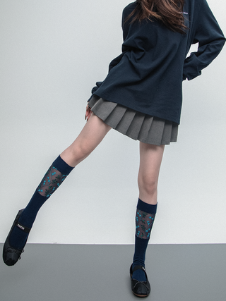 Blue floral socks