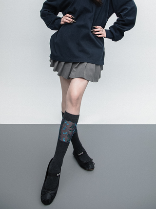 Blue floral socks
