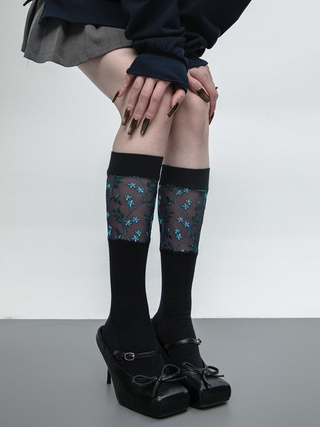 Blue floral socks