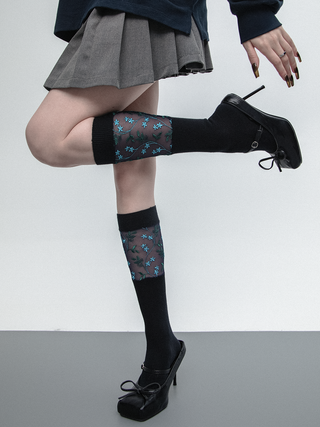 Blue floral socks