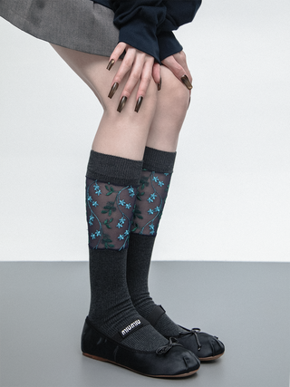 Blue floral socks
