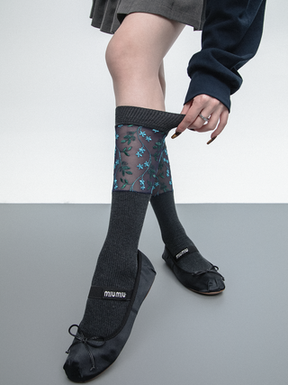 Blue floral socks