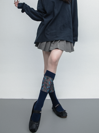 Blue floral socks