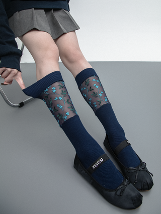 Blue floral socks