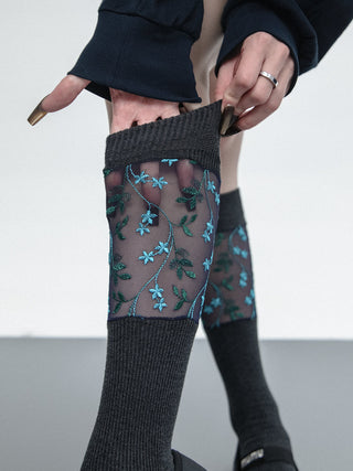 Blue floral socks