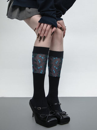 Blue floral socks
