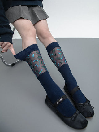 Blue floral socks