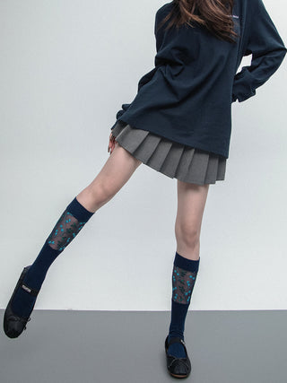 Blue floral socks
