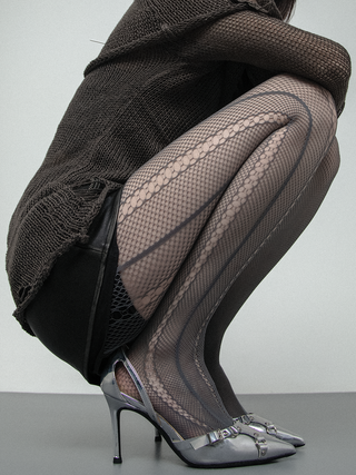 Asymmetric fishnet stockings