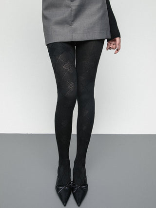 Diamond plaid pantyhose