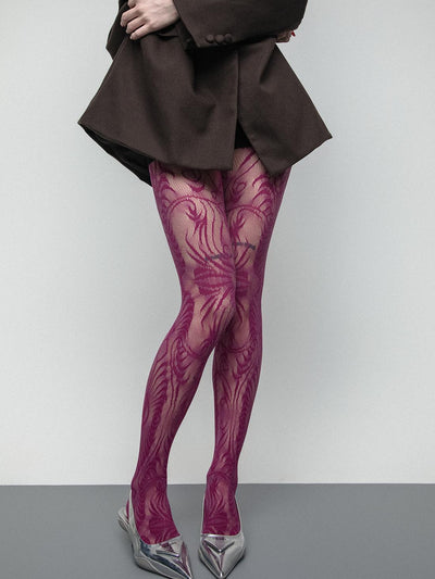 Rose lace pantyhose