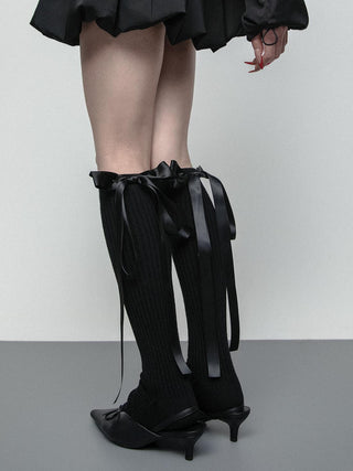Satin bow socks