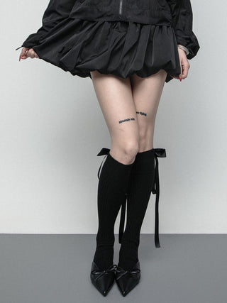 Satin bow socks