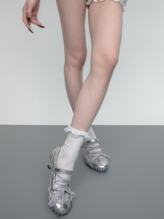 Embroidered lace socks