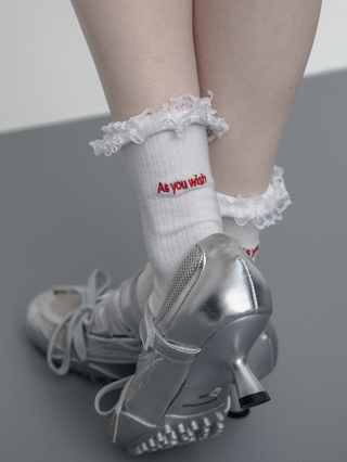 Embroidered lace socks